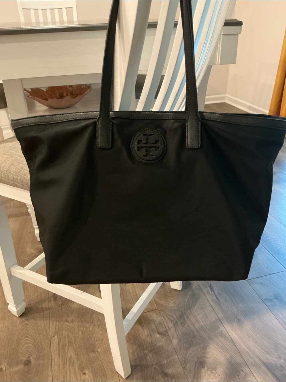 Tory Burch Black Nylon Ella Logo Tote